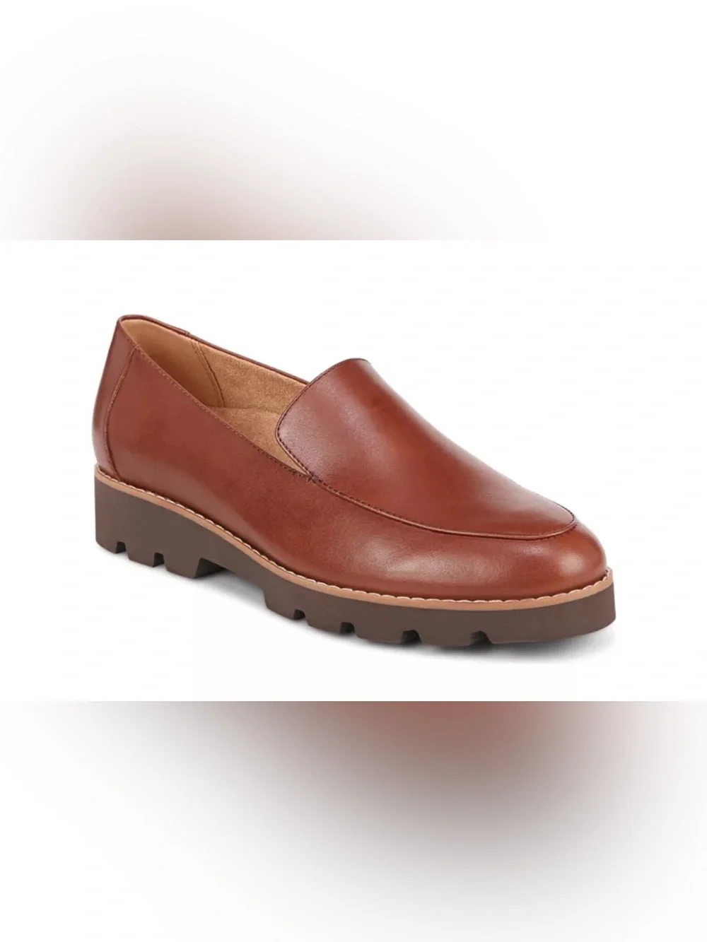 Vionic Women’s Kensley Slip On Flats Brown Nappa Leather Size 8 Comfort Preppy